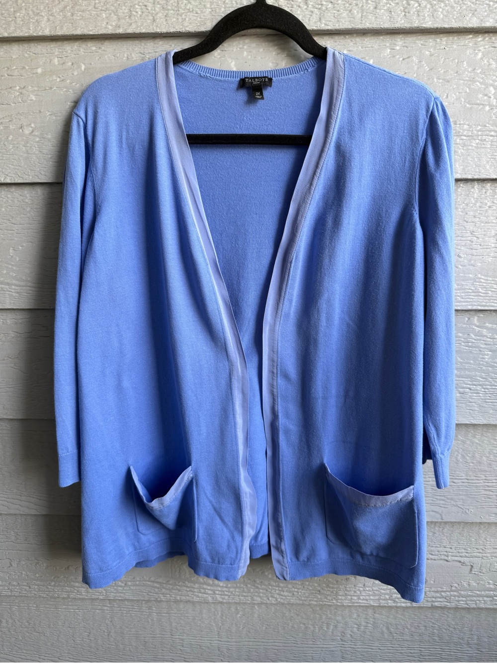 Talbots Woman 2X Light Blue Open Front Cardigan Sweater Plus Size